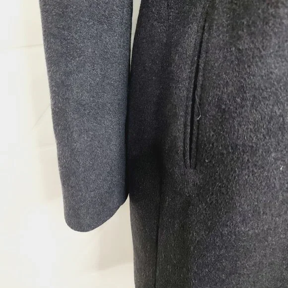 Fleurette Women's Black Wool Blend Long Button-Front Pea Coat Size 14